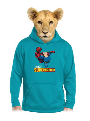 Moje superhrdinka dětská mikina klokanka Hawaiian Blue