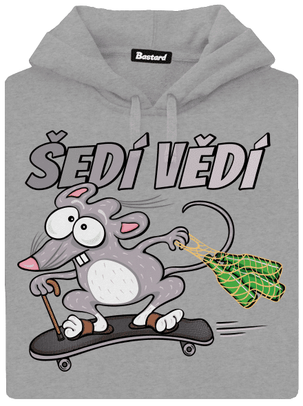 Šedí vědí - myšák pánská mikina klokanka Light Melange