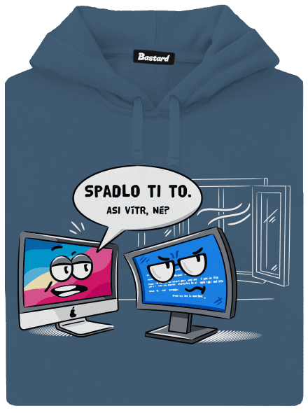 Mac vs. Windows dámská mikina klokanka Denim