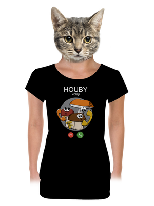 Houby volají dámské tričko s lemem Black