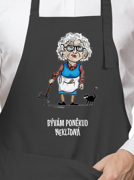 Neklidná - vlastní text zástěra Dark Grey