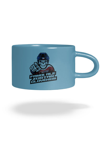 Fandi, ale zůstaň člověkem hrnek makronka Blue Macaron