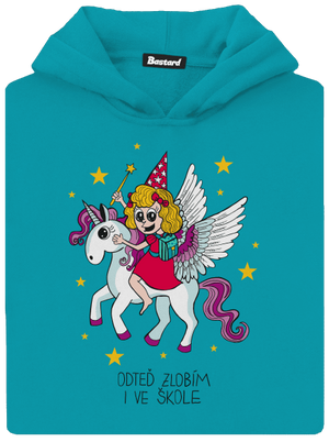 Holka ve škole dětská mikina klokanka Hawaiian Blue