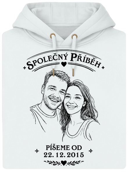 Společný příběh z vlastní fotky unisex mikina premium Snowwhite