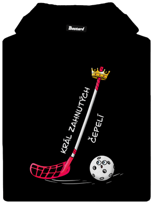 Král zahnutých čepelí - florbal pánská mikina klokanka Black