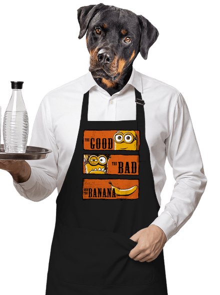 Hodný zlý a banán zástěra Black