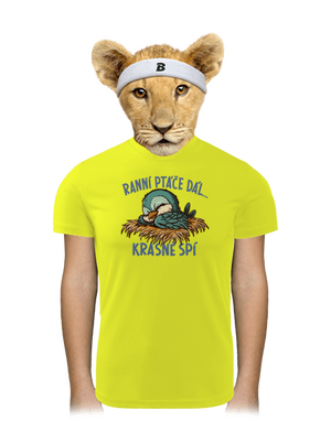 Ranní ptáče spí dětské sportovní tričko Neon Yellow