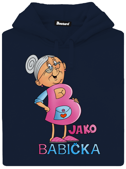 B jako babička pánská mikina klokanka Navy