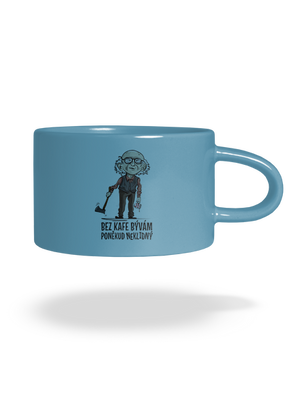 Neklidný bez kafe hrnek makronka Blue Macaron