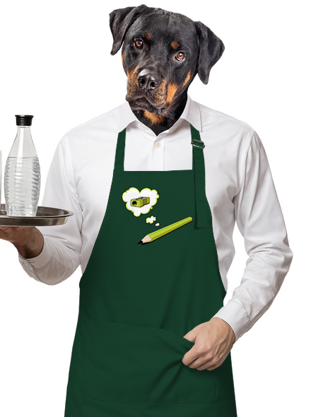 Tužka a Ořezávátko zástěra Bottle Green