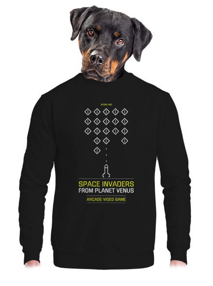 Space Invaders unisex mikina bez kapuce Black