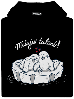 Miluju tulení dětská mikina klokanka Black