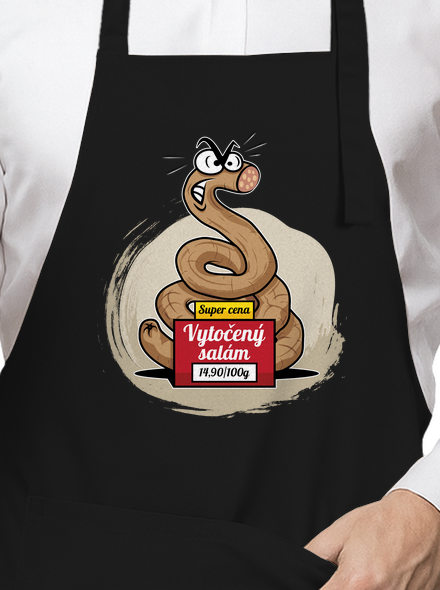 Vytočený salám zástěra Black
