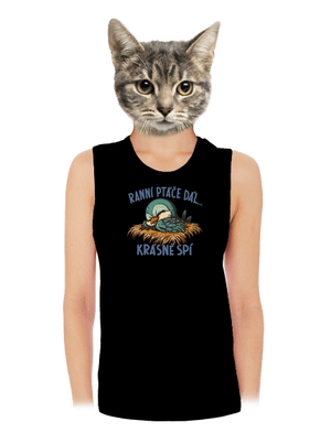 Ranní ptáče spí dámské tílko volné Black