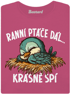 Ranní ptáče spí dámské tričko premium Magenta