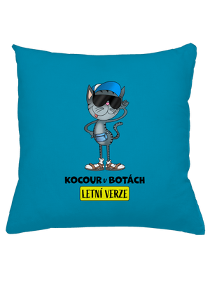 Kocour v botách polštář Blue Turquoise