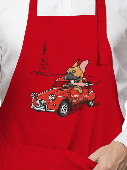 Francouzský buldoček zástěra Red