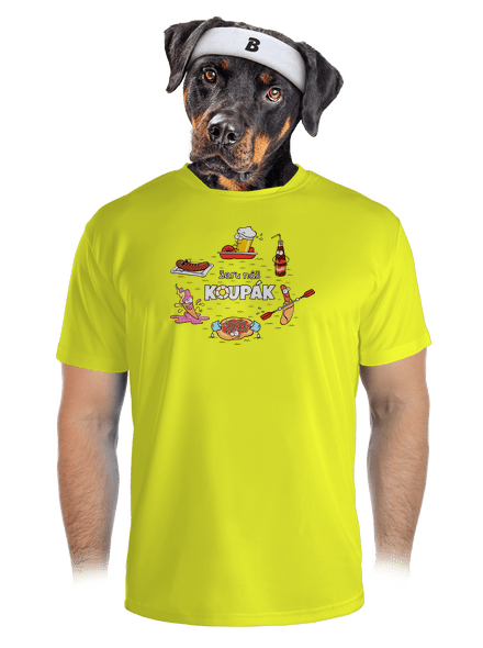 Český koupák pánské sportovní tričko Neon Yellow