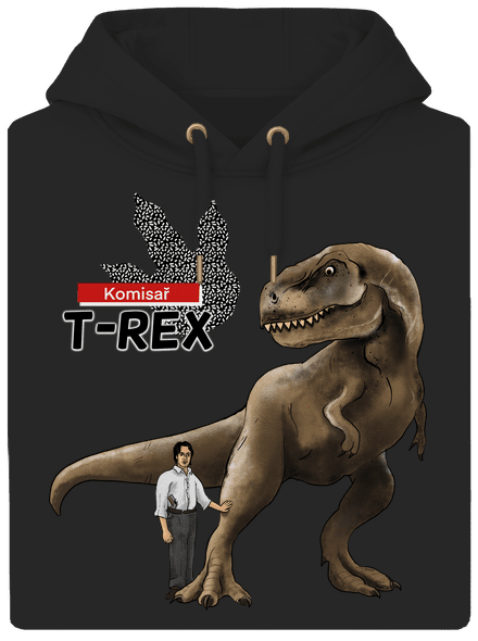 Komisař T-Rex unisex mikina premium Dark Black