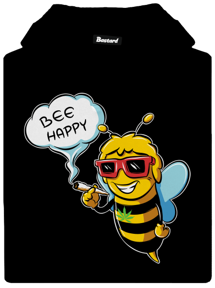 Bee happy pánská mikina klokanka Black