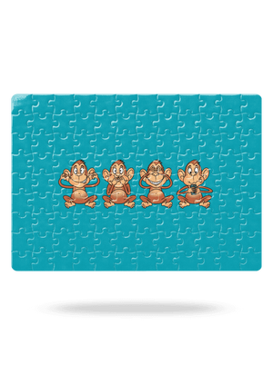 Opička s mobilem puzzle White