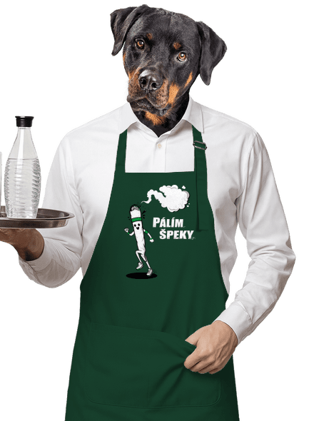 Pálím špeky zástěra Bottle Green