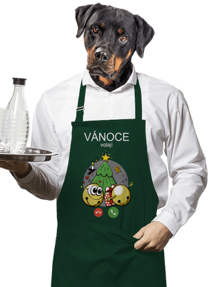 Vánoce volají zástěra Bottle Green