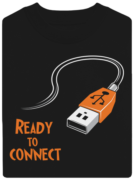 USB připojení unisex mikina bez kapuce Black