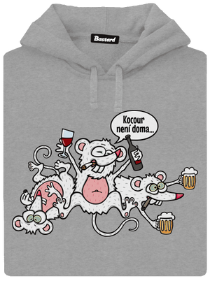 Kocour není doma pánská mikina klokanka Light Melange