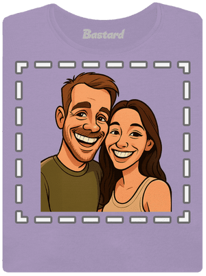 Karikatura z vlastní fotky dámské tričko s lemem Lavender