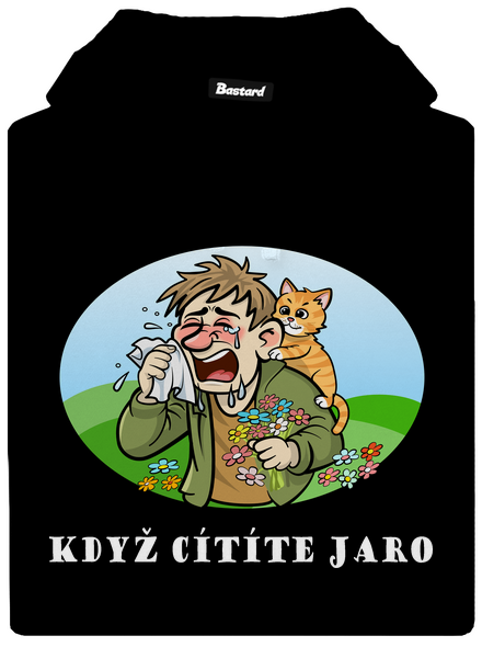 Cítíte jaro pánská mikina klokanka Black