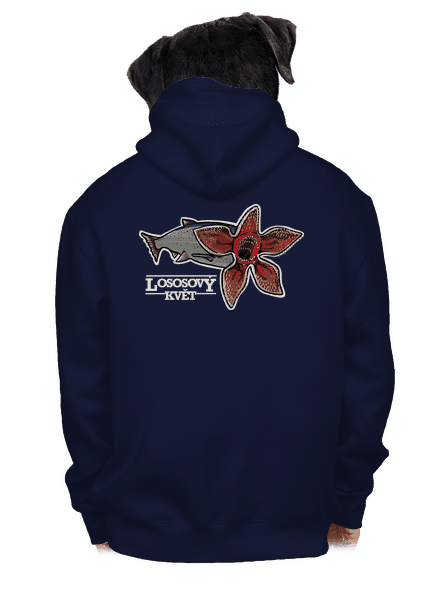 Lososový květ pánská mikina na zip Navy