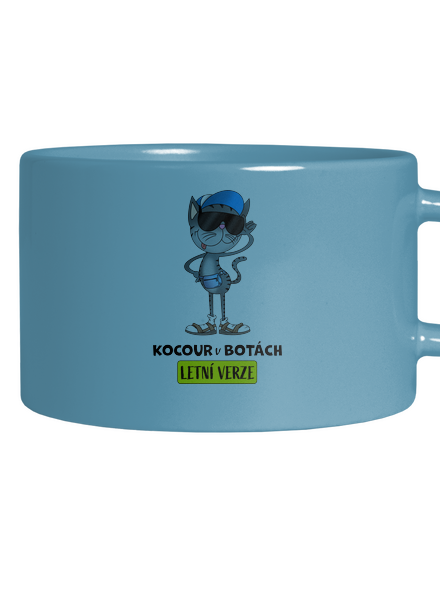 Kocour v botách hrnek makronka Blue Macaron