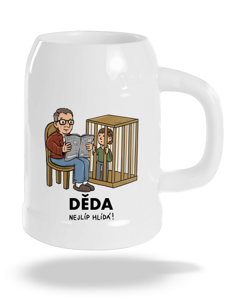 Děda hlídá půllitr White