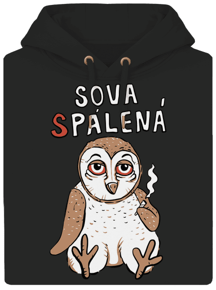 Sova Pálená unisex mikina premium Dark Black
