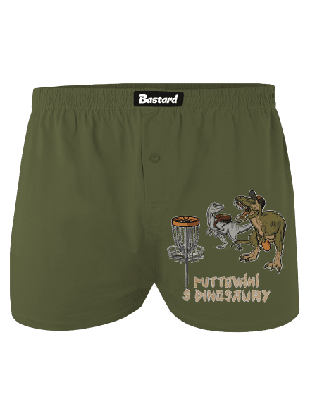 Puttování s dinosaury pánské trenky Khaki