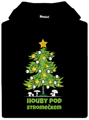 Houby pod stromečkem pánská mikina klokanka Black