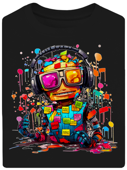 Workaholic robot unisex tričko oversized Black