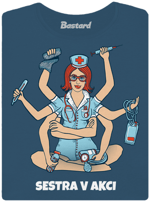 Sestra v akci dámské tričko premium Petrol Blue