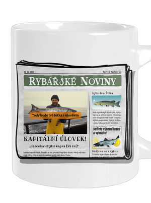 Rybářské noviny velký hrnek White