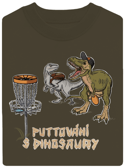 Puttování s dinosaury unisex mikina bez kapuce Urban Khaki