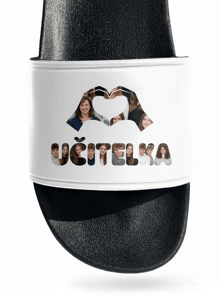 Nápis pro učitele z vlastních fotek pantofle White