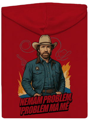 B19: Chuck Norris z Walker, Texas Ranger pánská mikina na zip Red