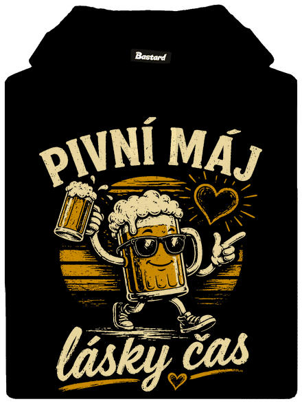 Pivní máj pánská mikina klokanka Black