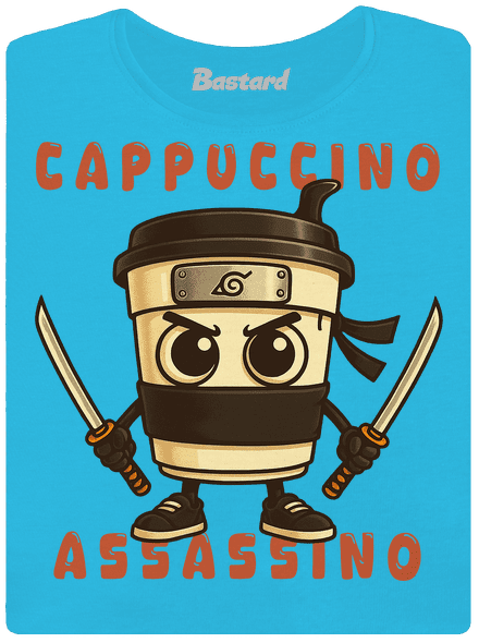 Cappuccino Assassino – Italian Brainrot dámské tričko Blue Atol