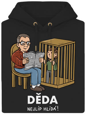 Děda hlídá unisex mikina premium Dark Black