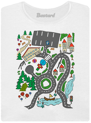 Silnice dámské tričko s lemem White