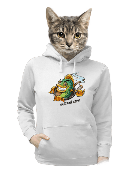 Smažený kapr dámská mikina klokanka White