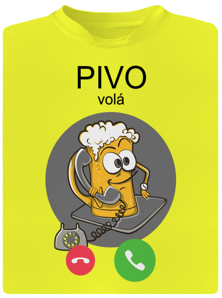 Pivo volá pánské sportovní tričko Neon Yellow