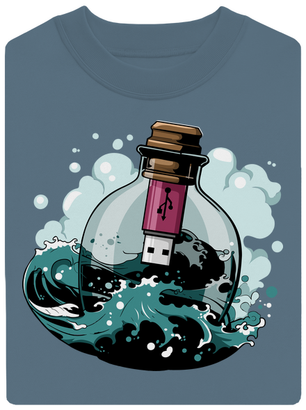 USB vzkaz v láhvi unisex mikina bez kapuce Nordic Blue